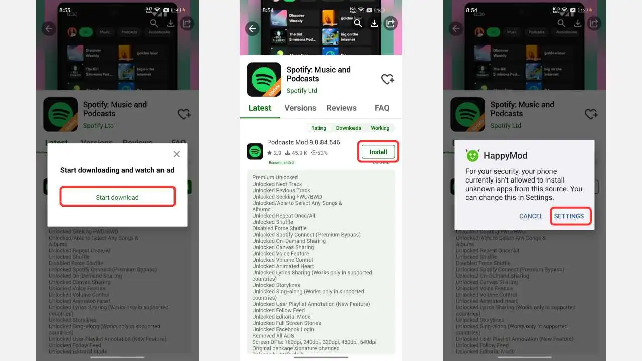 Downloading Spotify MOD From HappyMod 2